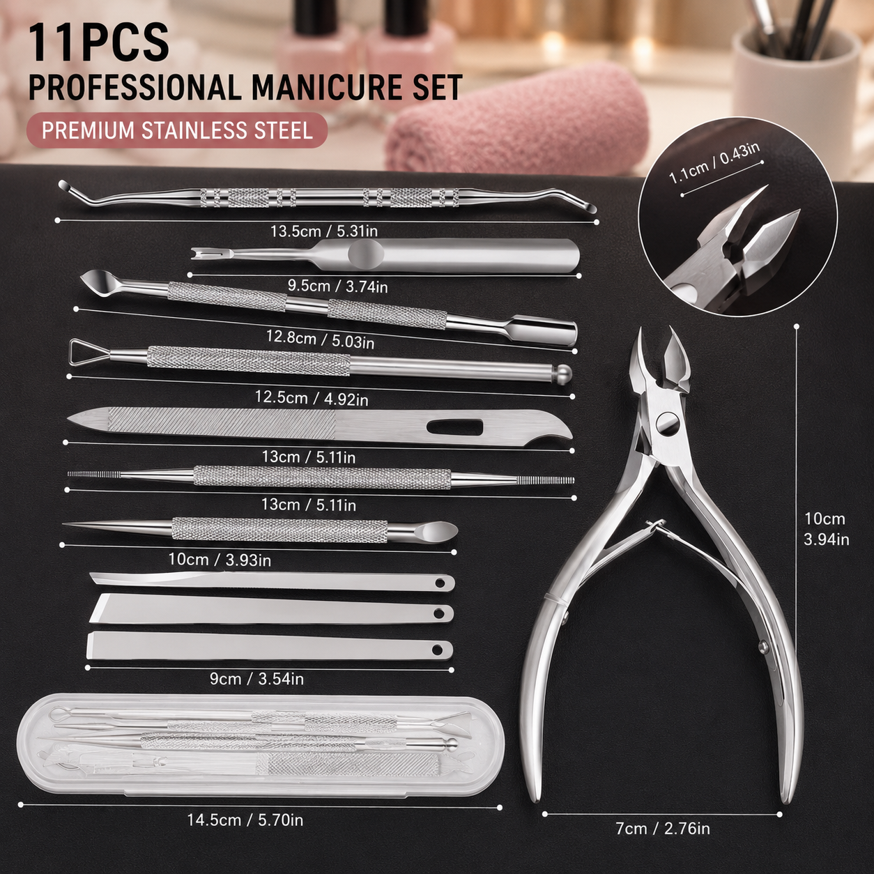 11-Piece Stainless Steel Cuticle Care Set