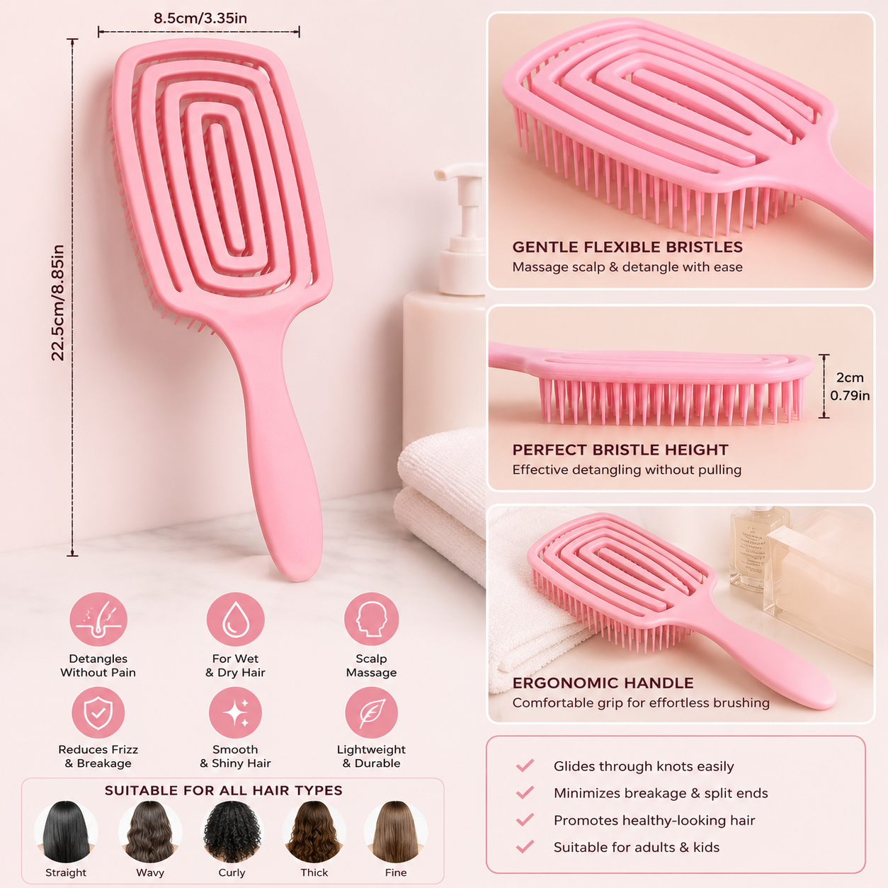 Square Detangling Hair Brush