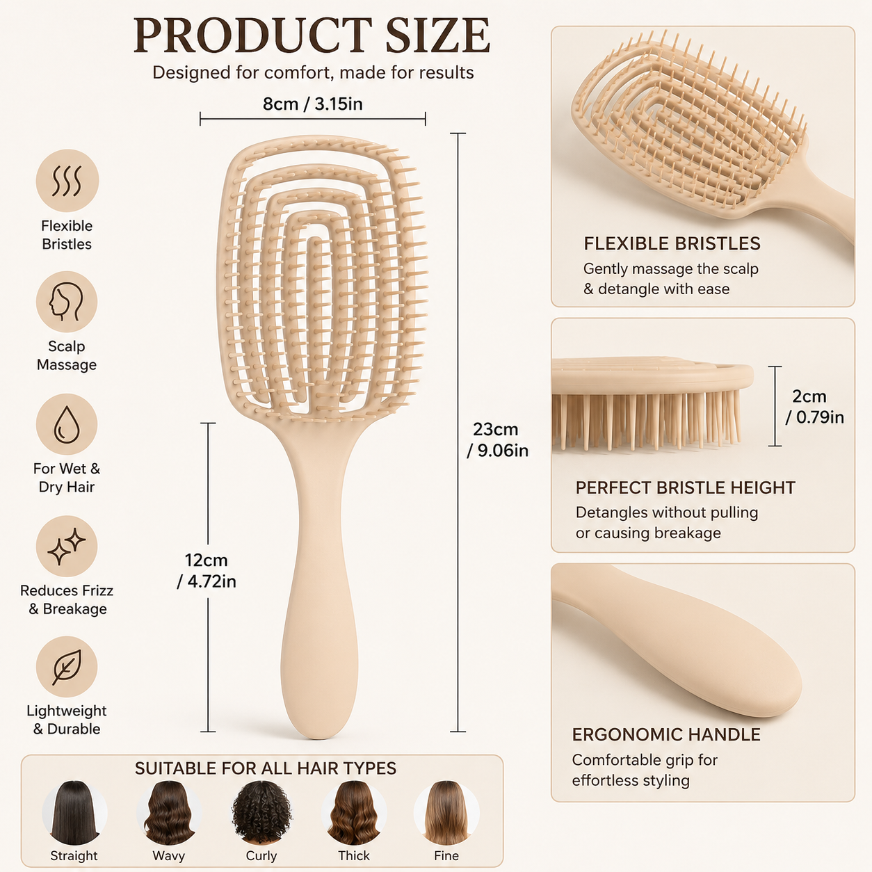 Square Detangling Hair Brush