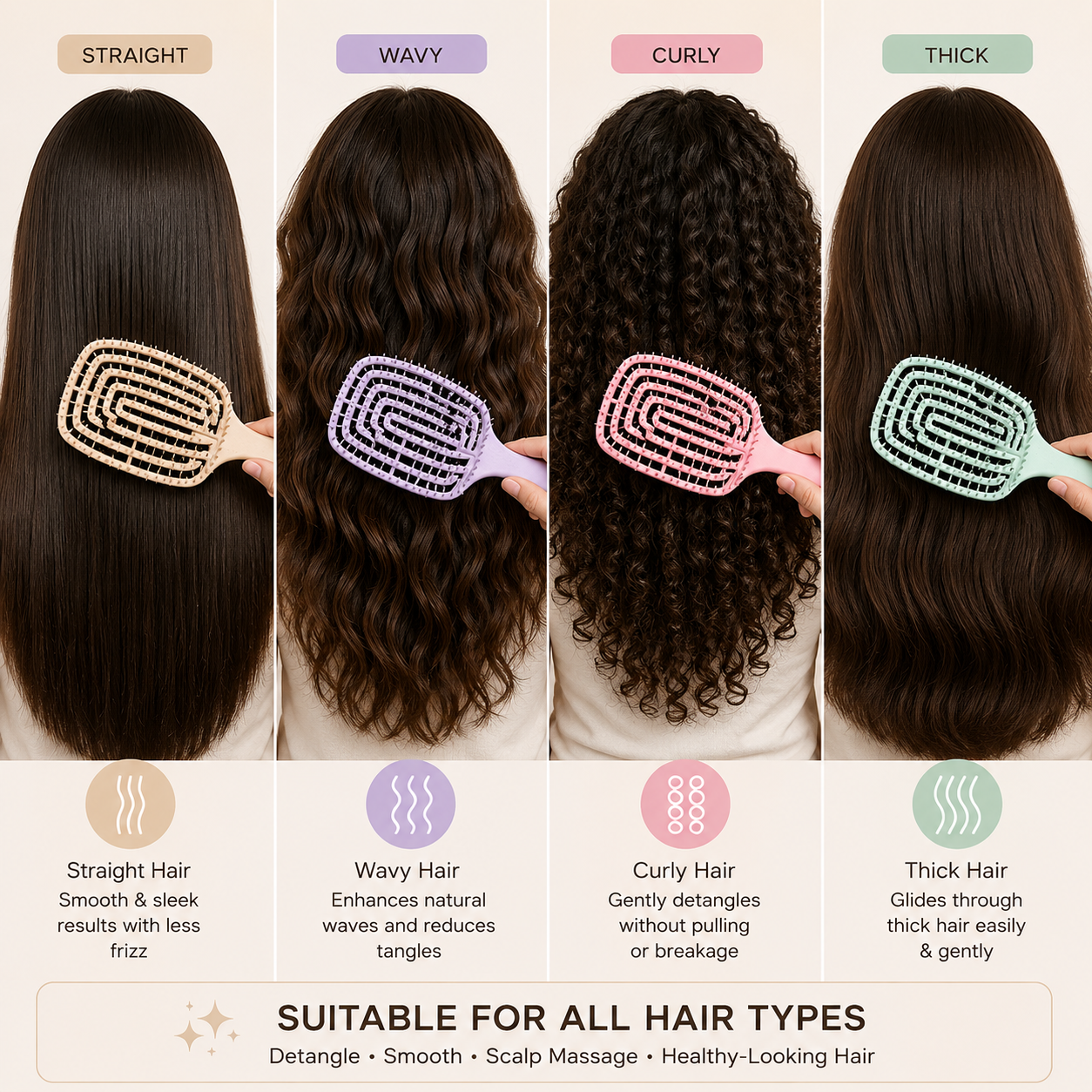 Square Detangling Hair Brush