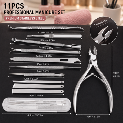 11-Piece Stainless Steel Cuticle Care Set