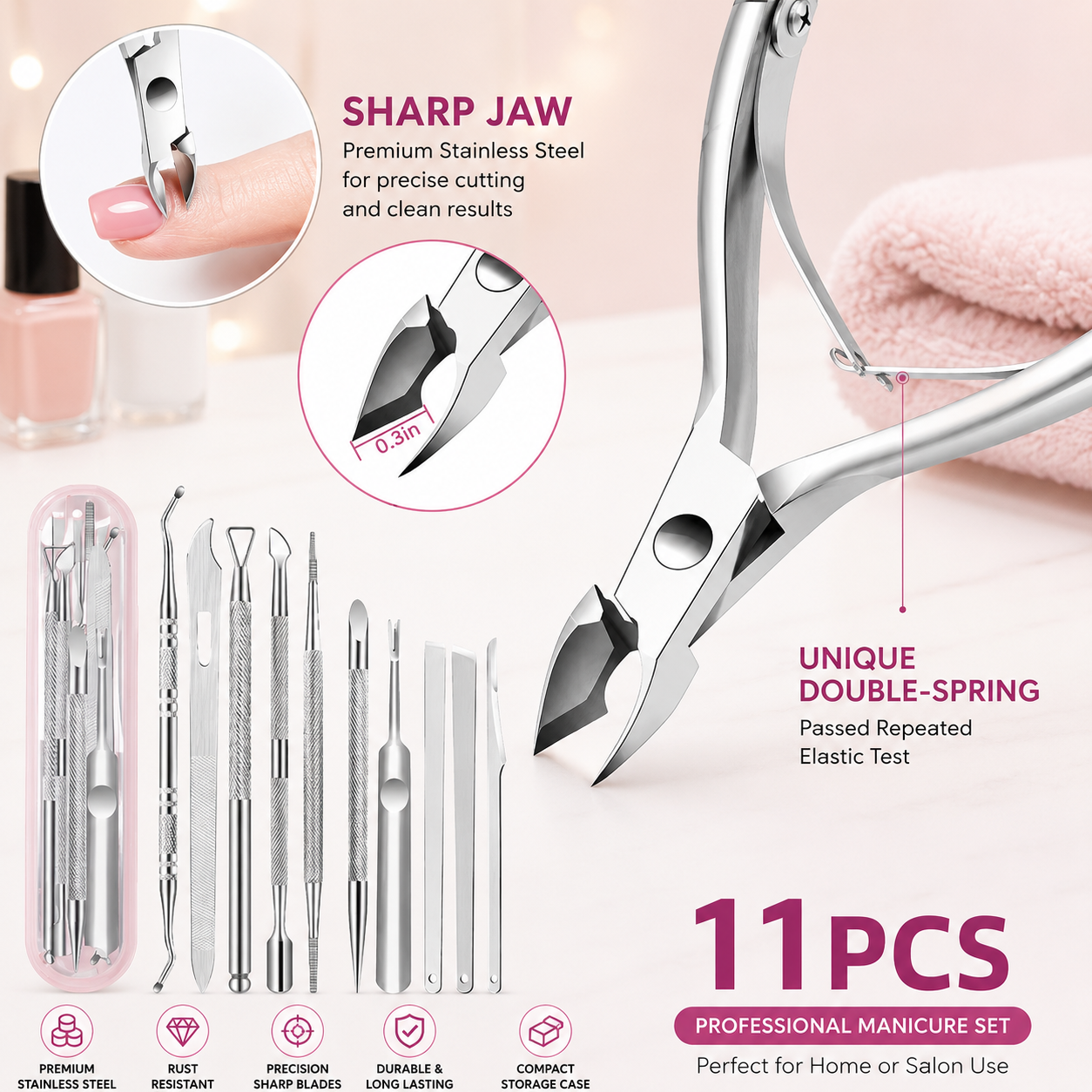 11-Piece Stainless Steel Cuticle Care Set