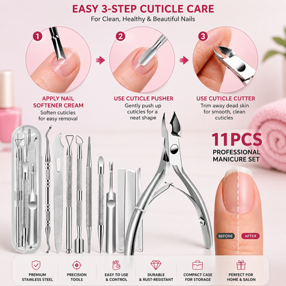 11-Piece Stainless Steel Cuticle Care Set