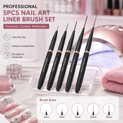 5pcs Professional Nail Art Liner Brush Set.