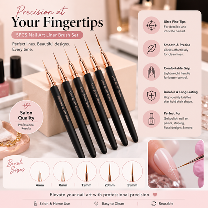 5pcs Professional Nail Art Liner Brush Set.