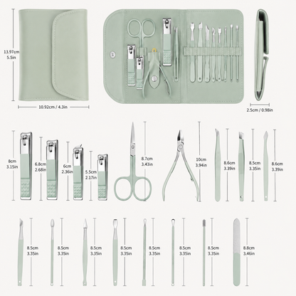 16-Piece Multi-Functional Stainless Steel Manicure & Pedicure Kit