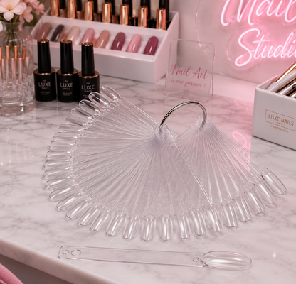 50-Piece Clear Nail Display & Practice Stick Set