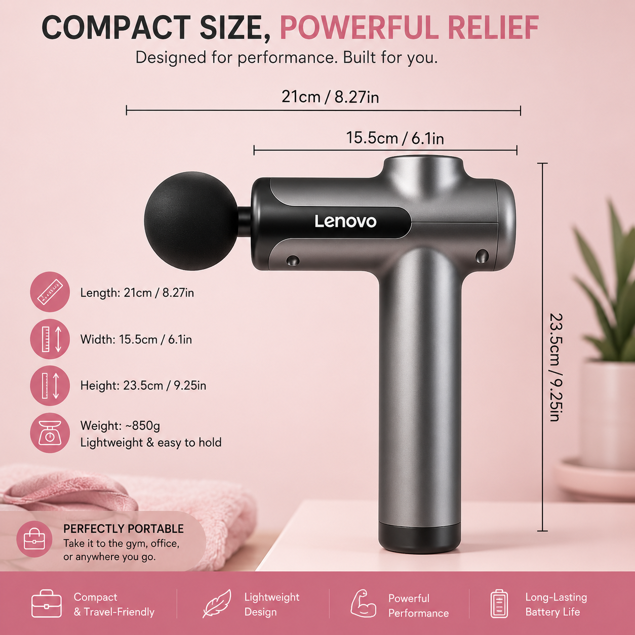 8 interchangeable massage heads