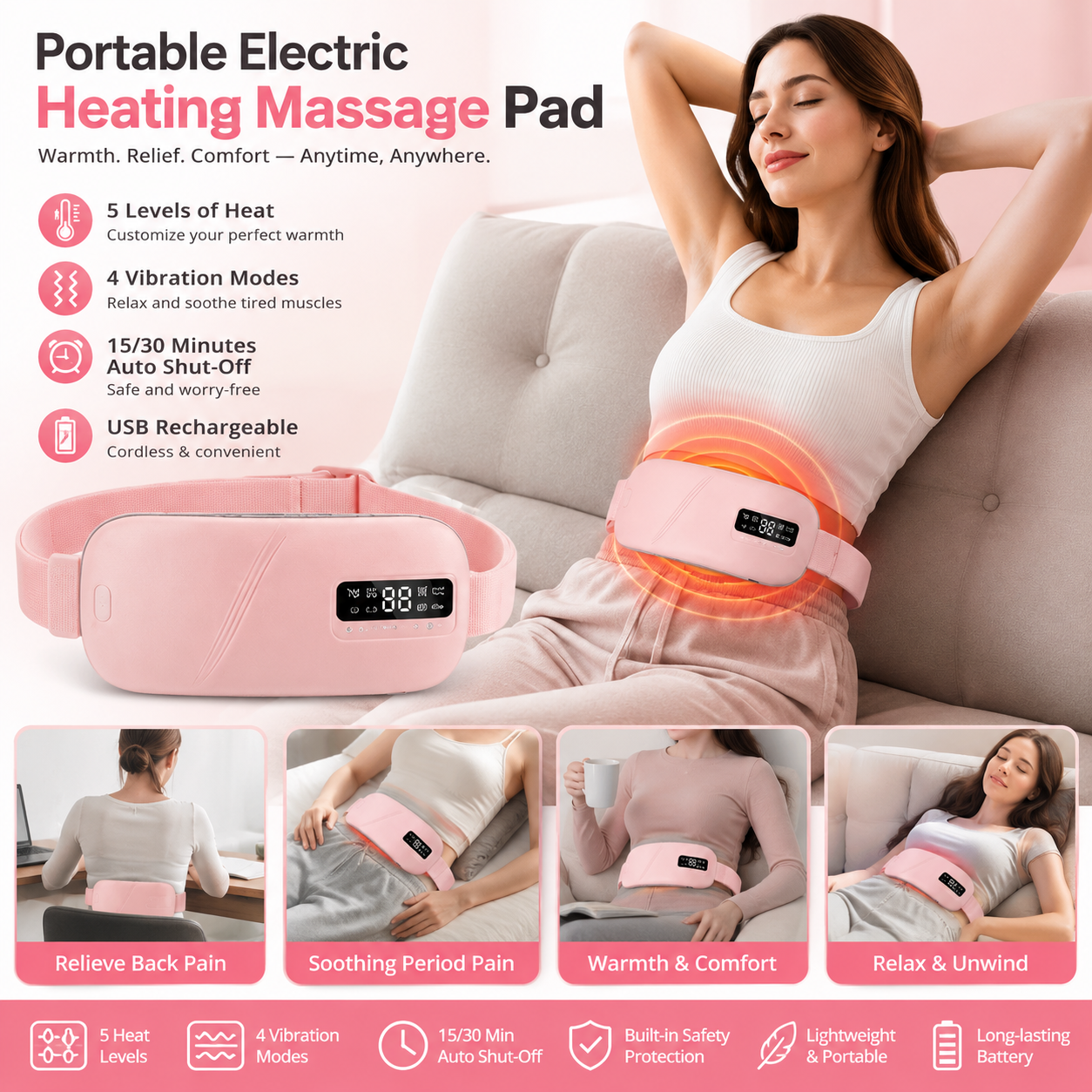 Portable Electric Heating Massage Pad