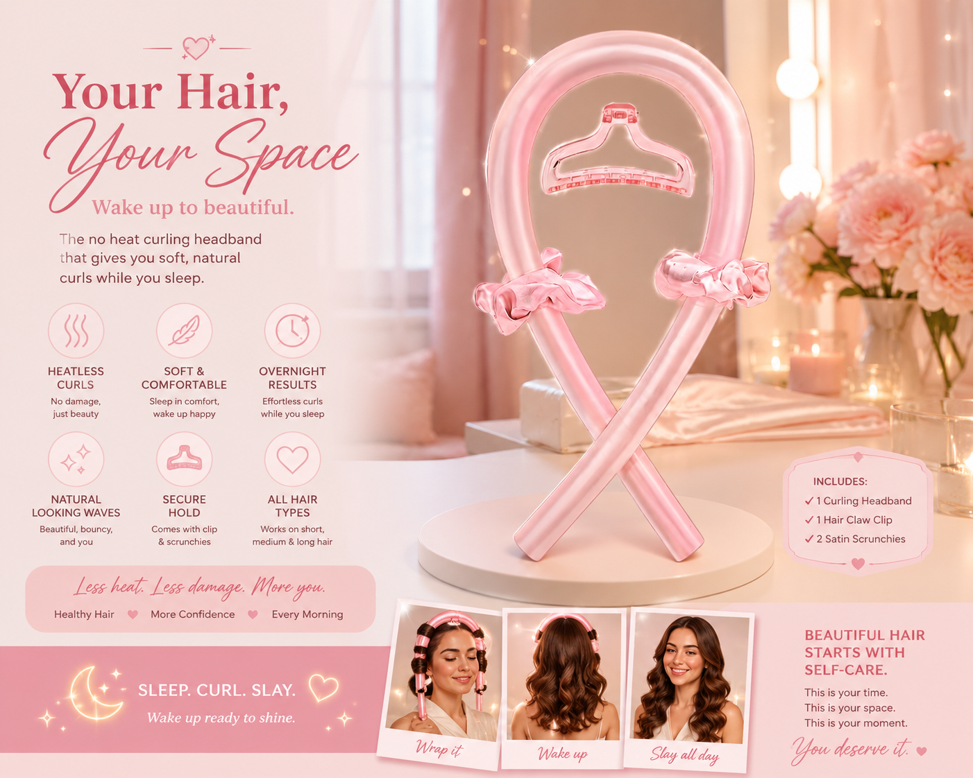 Heatless Curling Rod Headband